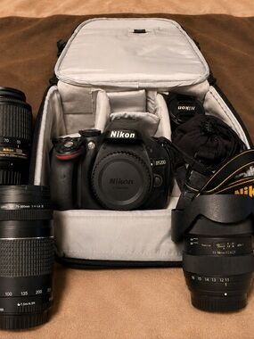 Nikon D5200 Camera Kit in Black with backpack